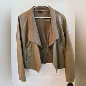 Escalier Olive Green Faux Leather Jacket